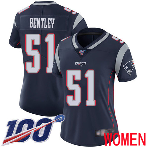 New England Patriots Football #51 100th Limited Navy Blue Women Ja Whaun Bentley Home NFL Jersey->youth nfl jersey->Youth Jersey